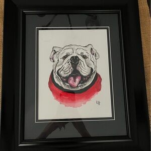 Framed  hand painted to order Bulldog!
